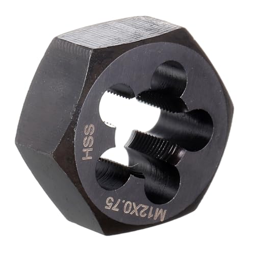 QUARKZMAN Sechskant-Schneideisen M12x0,75, Rechtshänder Gewindeschneideisen, Schwarz