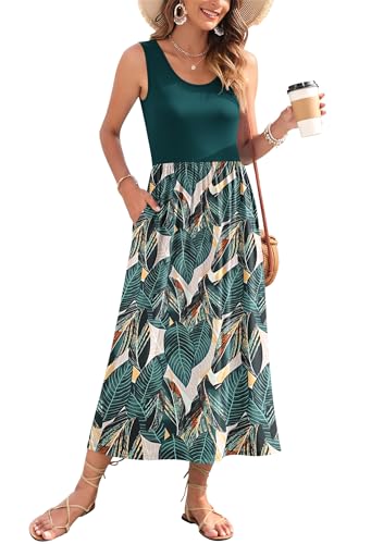 Image of WNEEDU Women's Summer Maxi Dress Casual Sleeveless Sundress