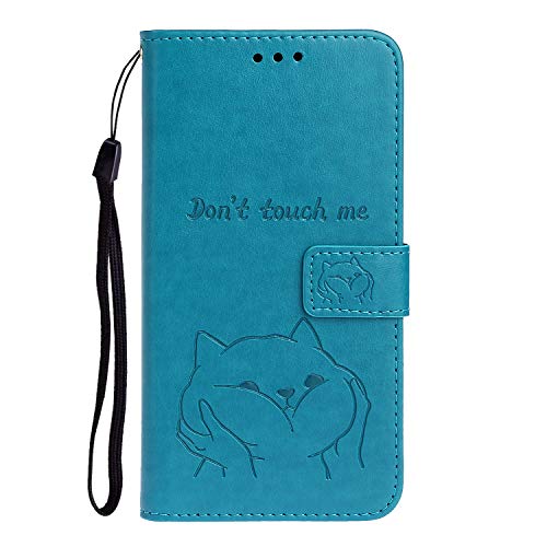 Lomogo Leather Wallet Case for Huawei P20 Lite 2019/nova 5i with Stand Feature Card Holder Magnetic Closure, Shockproof Flip Case Cover for Huawei P20Lite 2019 - LOXCH010213 Blue