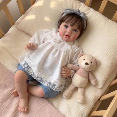 Muñeca Reborn bebé de 24 pulgadas suave para niños miniatura 2