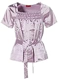  Vivien Caron Damen Kurzarm Shirt Top Satinshirt Gürtel edel 36 Flieder