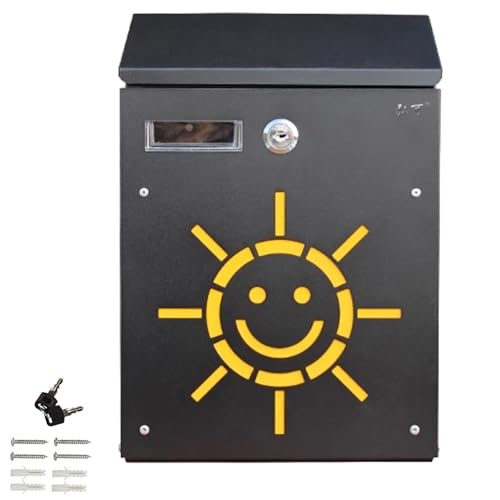 LYUCAYHQ Cassette Postali per Esterno, Cassetta Postale per Pacchi Resistenti alle Intemperie per Esterni, Acciaio Zincato con Sportello in Metallo per Inserimento Posta(Black)