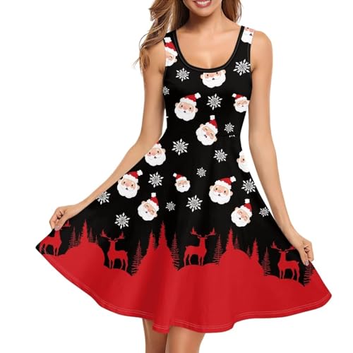 Image of Women Stylish Tank Dresses Sleeveless Round Neck Midi Casual Dress with Pocket for Summer
