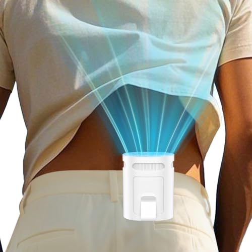 Image of Clip On Fan for Shirt Belt Pants-Compact Portable Waist Fan Battery Operated,Wearable Undershirt Back Hip Hardhat Body Fans that Blow Cold Air,Hanging Necklace Fans with Strap for Outdoor Indoor White