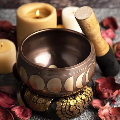 Image of The Healing Store 4 inch Tibetan Singing Bowls Set Meditation Sound Bowl hand Hammered For Yoga Meditation Mindfulness Healing & Chakra Balancing (CHERRISH)