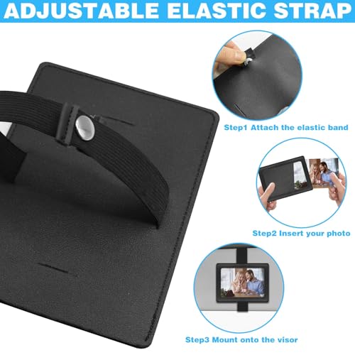 Image of Leather Car Visor Picture Holder Photo Clip Fits 5-Inch Car Picture Frame Displays Your Photographs Sun Visor Car Photo Holder Black Both Horizontally And Vertically, Photo Car Visor Clip for Vehicle