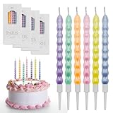 Geburtstagskerzen, 24 Stück Bunte Geburtstagskerzen für Torte, Helical Kerzen Geburtstag Birthday Candles für Geburtstage, Jubiläen, Weihnachten
