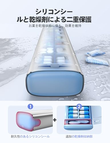 Vaydeer Pill Organizer Vaydeer ピルケース 1週間 1日2回 薬ケース 金属製 サプリメントケース 携帯用 薬入れ の商品画像 1