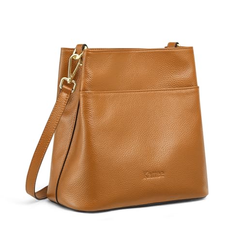 Image of Kattee Leather Handbags for Women 2026, Soft Shoulder Tote Crossbody Purses Bucket Bags with 2 Detachable Straps