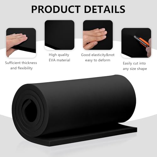 Image of MEARCOOH 2-Pack 10mm Black EVA Foam Cosplay, 13.9 inch x 39 inch EVA Foam Sheets Premium Craft Foam Sheet for Cosplay Costume