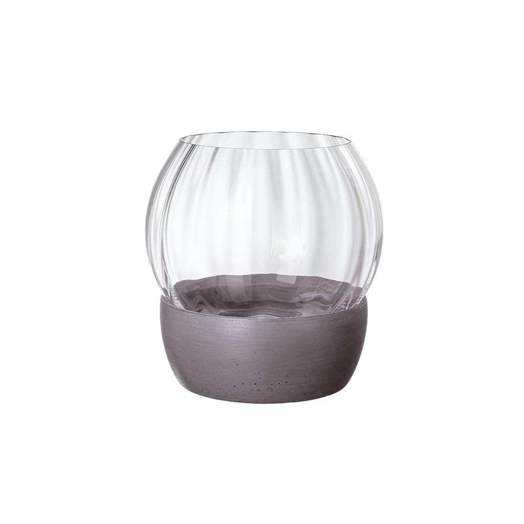 Villeroy & Boch - Rose Garden Home hurricane lamp, 155 mm, crystal glass/concrete, Grey, 15,5 cm