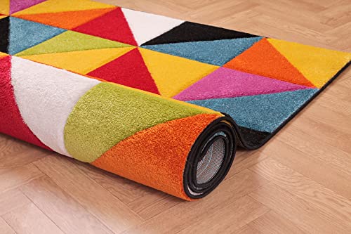 Lord of Rugs Quality Handcarved Geometric Design Rainbow Bedroom Living Room Multi Coloured Rug Destin Multi Runner 66x230 cm (2'1"x7'7") - Cosy Home Interiors Lord of Rugs Quality Handcarved Geometric Design Rainbow Bedroom Living Room Multi Coloured Rug Destin Multi Runner 66x230 cm (2'1"x7'7") - Image 9