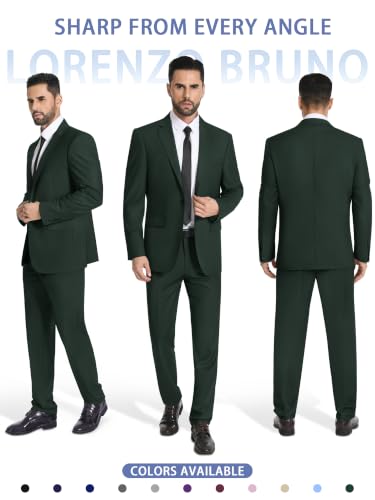 Image of Mens Suit 2 Piece Suits for Men One Button Slim Fit Solid Jacket & Pants Tuxedo Set Business Wedding Party Prom