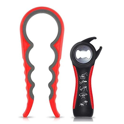 Abridor de Tarros, Multifunción Abrelatas, abrebotellas múltiples 5in1 y 4in1, Abrido silicona Antideslizantes diseñado para Artritis,Personas Mayores, Mujeres.