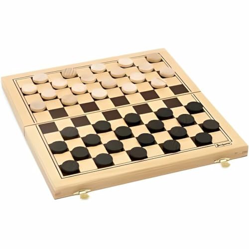 JEUJURA - Jeu de Dames - Coffret Pliant en Bois avec Pions - Jeu de Société Classique pour Enfants et Adultes - Format Pratique à Transporter - Fabriqué en...