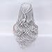 Produktbild 61 cm lang gelockt gewellt Kunsthaar Perücken Frauen Mädchen Cosplay Perücken für cousoms Weihnachts Party (Silver Grey)