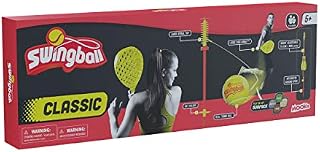Swingball Classic Original | Red and Yellow | Outdoor Activities | Traditional Pole in the Ground Set | Real Tennis Ball and 2 Championship Bats | Suitable for Everyone 5 years+