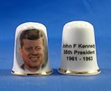 Porcelain China Collectable Thimble - John F Kennedy 35th President USA - Free Gift Box