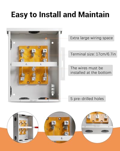 200A Generator Transfer Switch, 200 Amp Manual Transfer Switch, 3P 120/240V-Volt Transfer Switch, 48000W General-Duty Double-Throw Safety Switch, Meeting NEMA 3R Standards for Outdoor and Indoor - Image 5