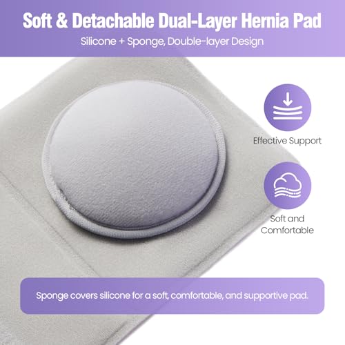 Hernia Belts for Men and Women – Front-Closure Abdominal Binder with Extra Compression Strap & Soft Detachable Dual-Layer Hernia Pad – Comfortable Hernia Support for Men Post Surgery or Daily Relief (L/XL 38–48 in)