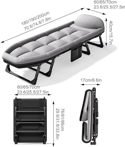 Portable Folding Camping Cot with Cushion & Pillow, Heavy Duty Outdoor Bed for Sleep & Recreation, Compact Tent Folding Cot (Size: 180x60cm, Color: Grey)