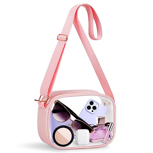KETIEE Clear Crossbody Bag, Stadium Approved Clear Purse Bag for Concerts Sports Events Festivals Beige