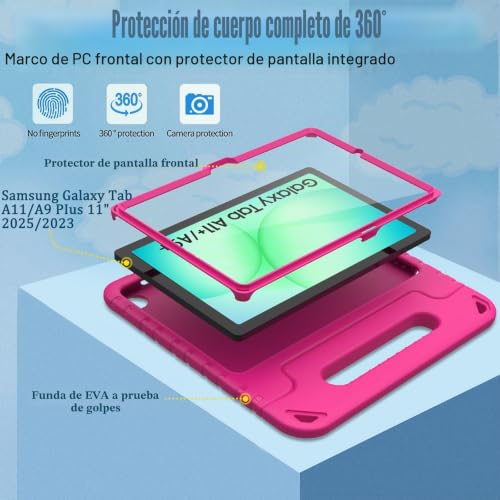 Funda infantil para Samsung Galaxy Tab A11+ y A9+ Plus de 11 pulgadas antishock con protector 3