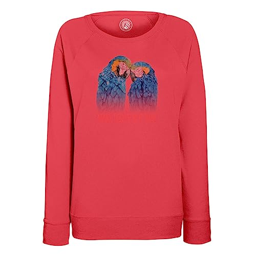 Sweatshirt femme message de paix et illustration perroquet poétique