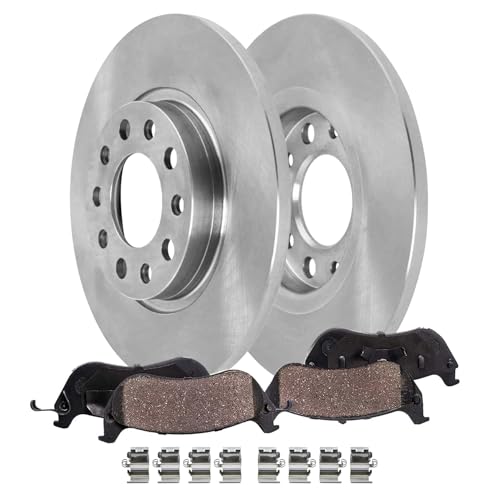 Detroit Axle - Rear Brake Kit for 2014-2022 Jeep Cherokee, Disc Brake Rotors Ceramic Brake Pads Replacement Kit: 10.95'' inch Rotor