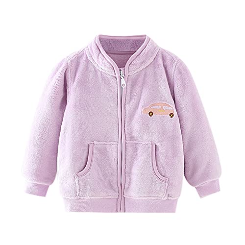 Boys Fall Jacket Toddler Baby Kids Boys Girls Winter Windproof Cartoon Coat Jacket Warm Fleece (Purple, 6-12 Months)