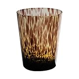 INNA-Glas Konisches Teelichtglas Russell, Leopardenmuster, braun-klar, 13 cm, Ø 9 cm - Teelichthalter mit Muster