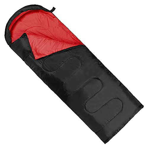 DREI-Jahreszeiten-Ultraleichter - Schlafsack für Camping Sommer Mumienschlafsack Ultraleicht Outdoor-Komforttemperatur 1 ° C bis 20 ° C - Unisex 210 x 75 cm (Schwarz-Rot)