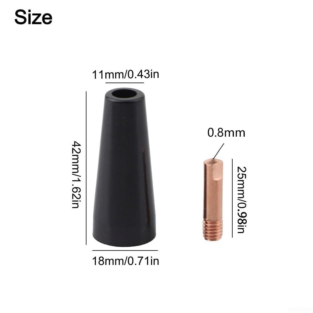 Flux Core - Kit di Punte per ugelli Senza Gas per Saldatura Mig da 0,6-1,2 mm, compatibili con Accessori per Torcia di Saldatura 14AK MB14 15AK MB15 (0,8 mm)