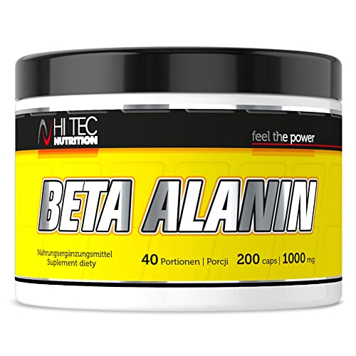 HI TEC NUTRITION HT Beta Alanina, 200 Kapseln 100% Beta-Alanin vor Training intensive Aktivität Vitamin B6/B12 Neutral