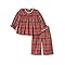 Amazon Essentials x Sofia Grainge Baby Girls' Long Sleeve Flannel Set, Cherry Red Festive Plaid, 0-3 Months