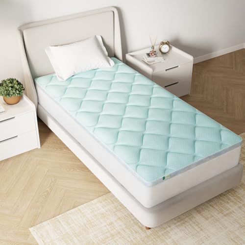Image of Novilla Cooling Mattress Topper Twin XL Size, Memory Foam Mattress Topper Dual Layer, Breathable Mattress Protector for 8-21 inch, Washable Mattress Cover /Pad for Dorm, Guest Room, RV, Travel Use