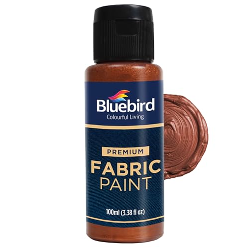Image of BLUEBIRD Fabric Paint, Copper Brown, 3.4 Fl Oz, Permanent Fabric Paints for Clothes, Furniture Upholstery