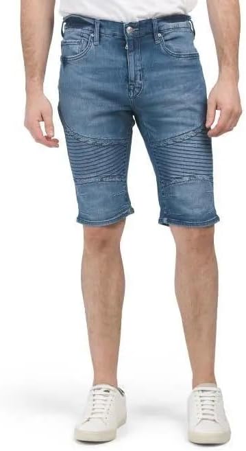 True Religion Rocco Moto Relaxed Skinny Clean Edge Shorts in Med Wash Size 32