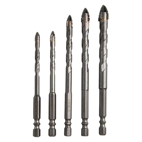 Juego de 5 brocas triangulares de precisión diseñadas específicamente para aplicaciones eficientes de ladrillos de vidrio (6/6/8/10/12)
