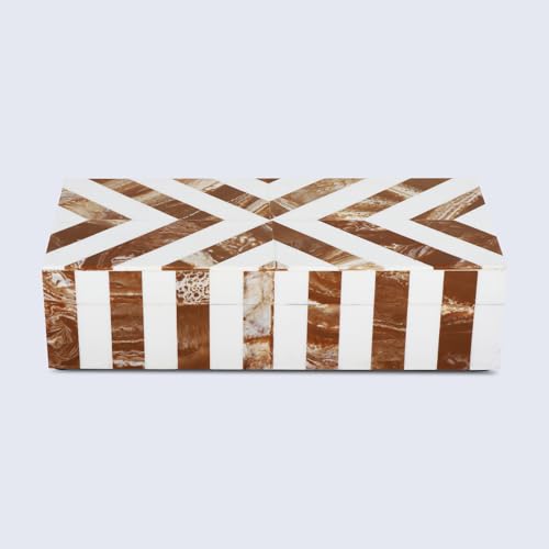 Image of Handicrafts Home Chevron Collection, Storage Organizer Decorative Box Multipurpose Gift - Chevron Brown 10x4.5x2.5 inch