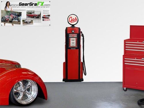 Vintage Gas Pump Red 01 Wall Skin Life Size Measures 66x24 inches