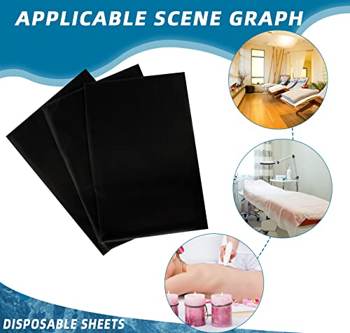 Image of Tatuo 50 Pieces 31 x 70 Inches Disposable Bed Sheets Waterproof Bed Cover Massage Table Sheet Non-woven Fabric for Spa, Lash, Beauty Salon, Waxing, Hotels(Black)