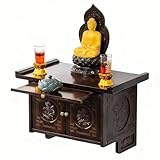 Le dessus de table renforcé et élargi offre une surface stable et une grande surface d'exposition, idéale pour installer une table de sanctuaire bouddhiste, une table d'autel pour la pratique spirituelle ou une table de puja.