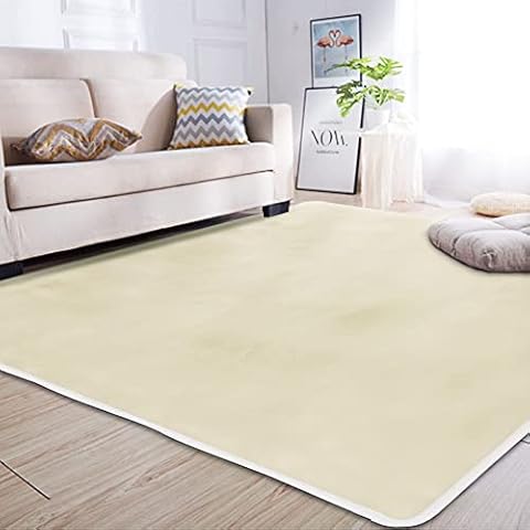 AlaTyche Area Rug,Large Rugs,185x185cm,Beige Rugs for Living Room,Warm Soft Fluffy Rugs,Anti-Slip Washable Shaggy Rug,Bedroom Carpet Easy Clean,Modern Flannel Mat for Winter Home Hallway Kids Pet,Gift Cover