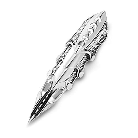PiercingJ Men's Knuckle Joint Full Finger Double Ring Punk Rock Gothic Hinged Activity Rings Halloween Cosplay Costume Accessories Jewelry Cover