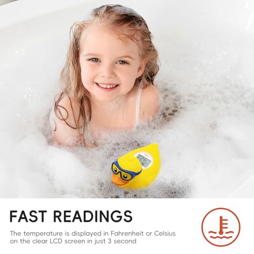 Image of b&h Baby Bath Thermometer, The Infant Bath Floating Toy Safety Temperature Water Thermometer, Baby Bath Essentials (Diving-Goggles Duck)