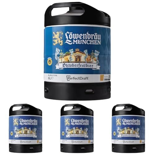 Löwenbräu Oktoberfestbier, Perfect Draft (1 x 6l) MEHRWEG Fassbier (Packung mit 4)