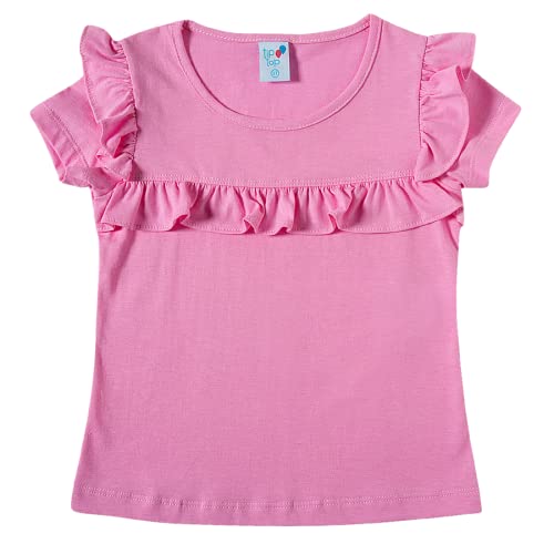 Blusa Manga Curta Estampa Pinguim Meia Malha,Tip Top,Toddler Menina,Rosa,3T