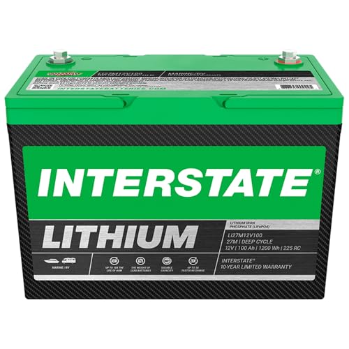 Image of Interstate Batteries 12V 100Ah LiFePO4 Marine Deep Cycle Battery, Group 27M