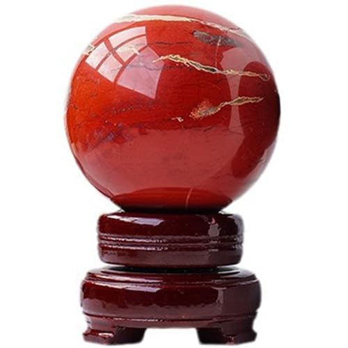 Sphère en jaspe rouge et son septacle de cristal pour salon Feng Shui
